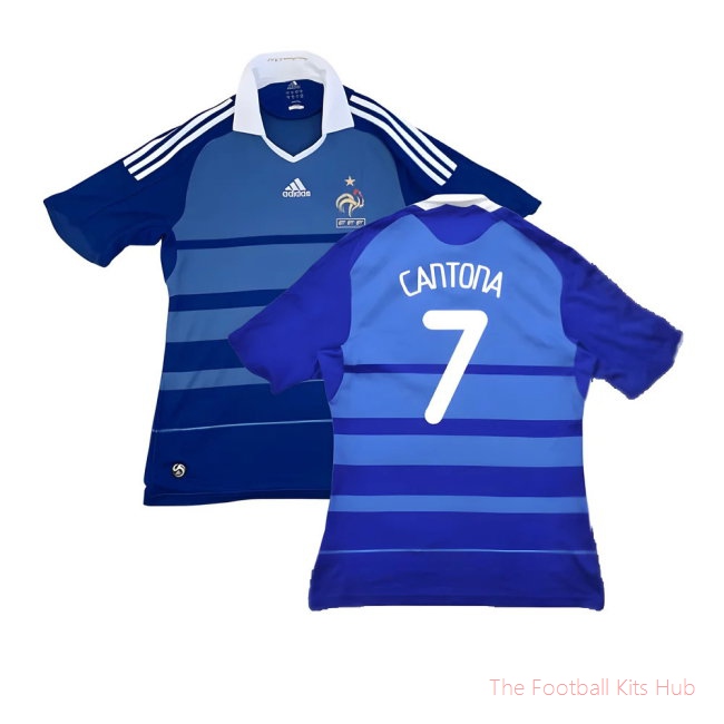 France 2008-09 Home Shirt (L) (Very Good) (Cantona 7)-UniFootball Store